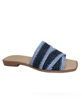 BCBGeneration Lileen flat slide sandals in blue and light blue
